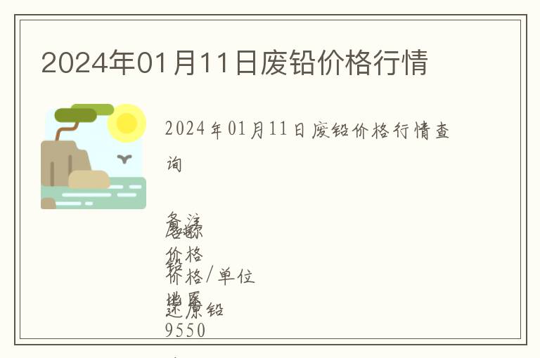 2024年01月11日廢鉛價(jià)格行情