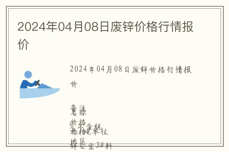2024年04月08日廢鋅價格行情報價