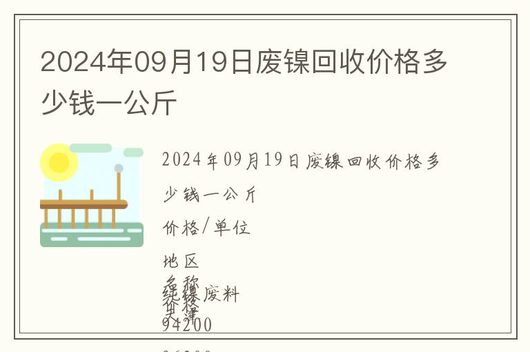 2024年09月19日廢鎳回收價(jià)格多少錢(qián)一公斤