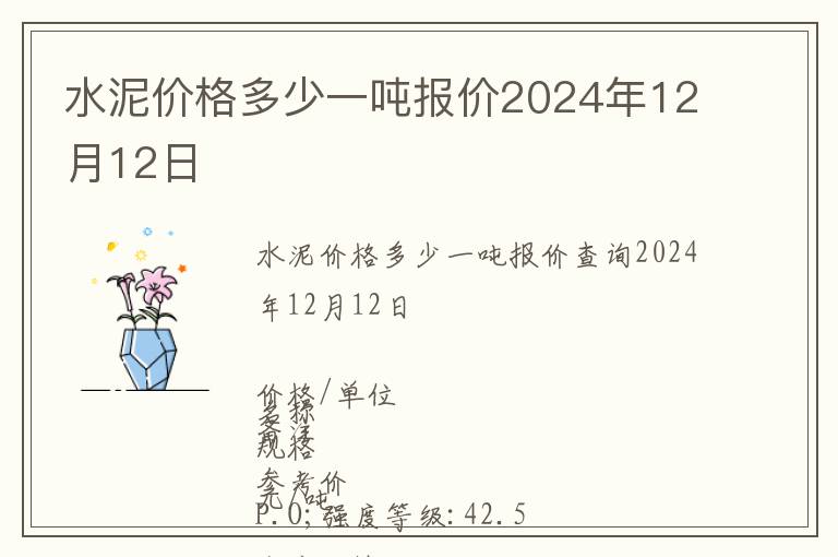 水泥價格多少一噸報價2024年12月12日
