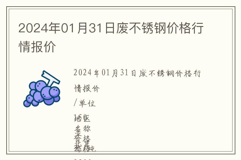 2024年01月31日廢不銹鋼價格行情報價