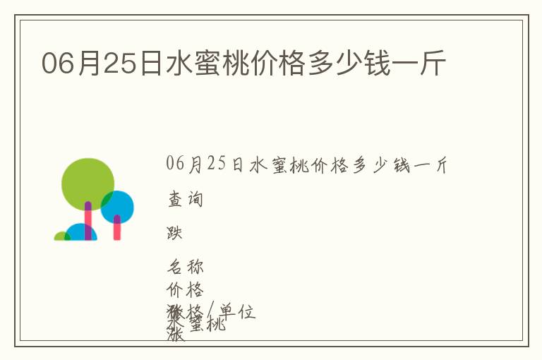 06月25日水蜜桃價格多少錢一斤
