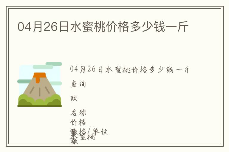 04月26日水蜜桃價格多少錢一斤