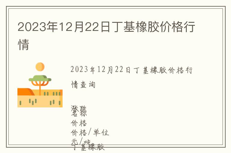 2023年12月22日丁基橡膠價格行情