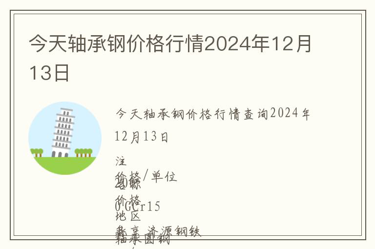今天軸承鋼價(jià)格行情2024年12月13日