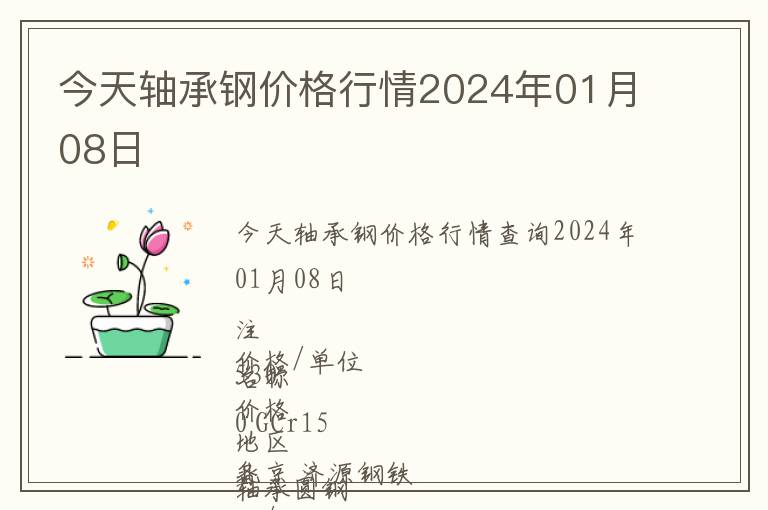 今天軸承鋼價(jià)格行情2024年01月08日