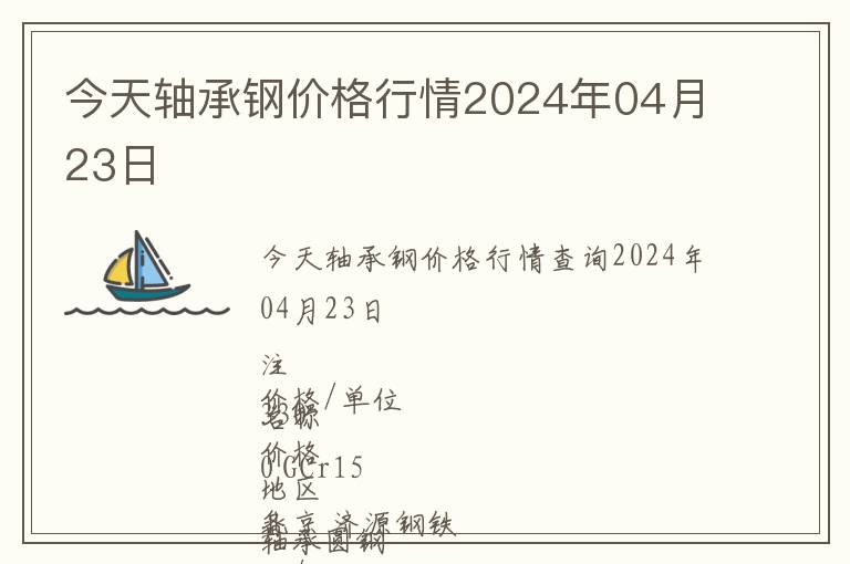今天軸承鋼價(jià)格行情2024年04月23日