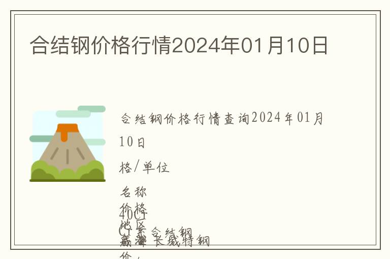 合結(jié)鋼價(jià)格行情2024年01月10日