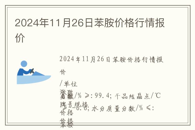 2024年11月26日苯胺價格行情報價