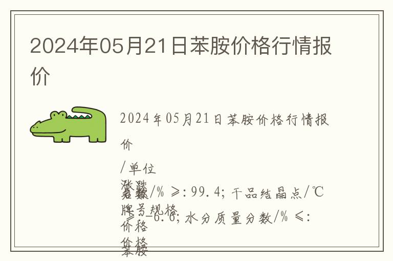 2024年05月21日苯胺價格行情報價