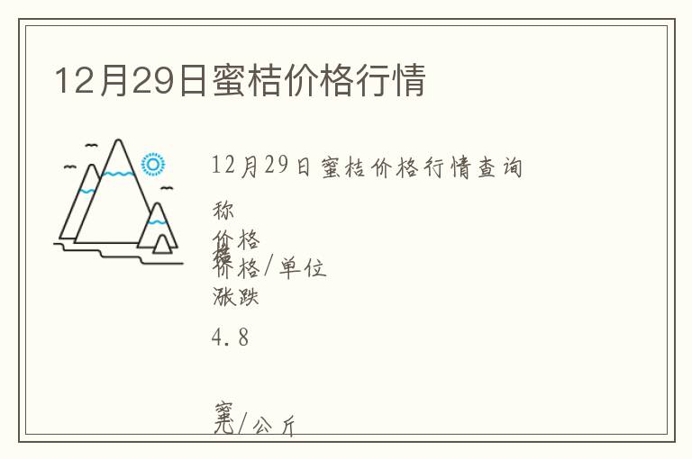 12月29日蜜桔價(jià)格行情