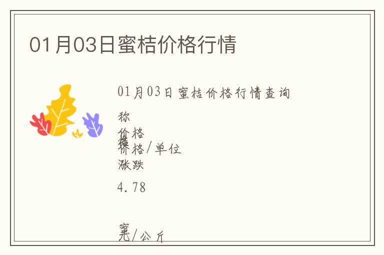 01月03日蜜桔價(jià)格行情