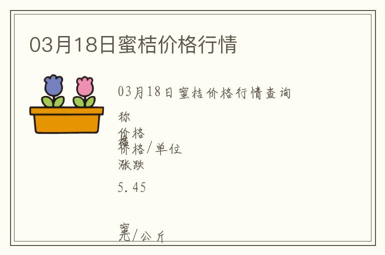 03月18日蜜桔價格行情