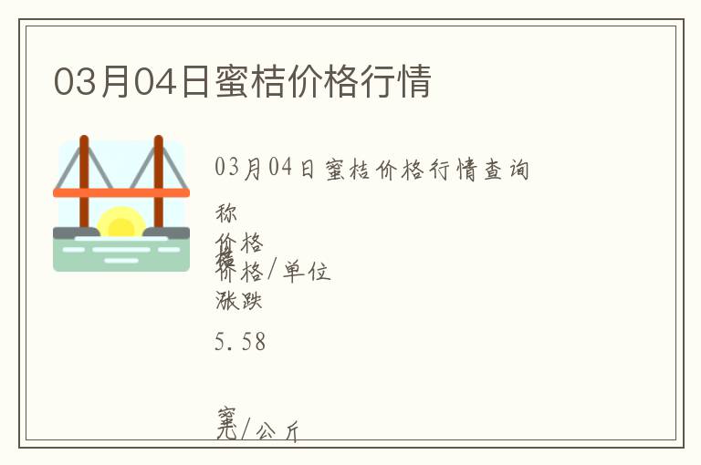 03月04日蜜桔價(jià)格行情