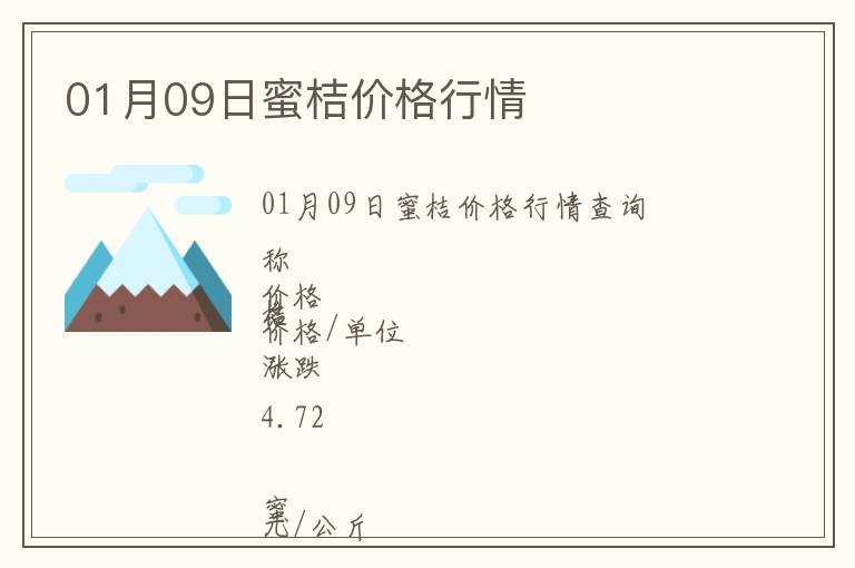 01月09日蜜桔價格行情