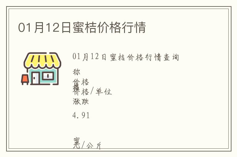 01月12日蜜桔價(jià)格行情