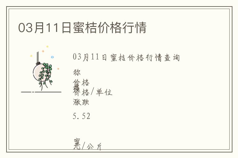 03月11日蜜桔價(jià)格行情