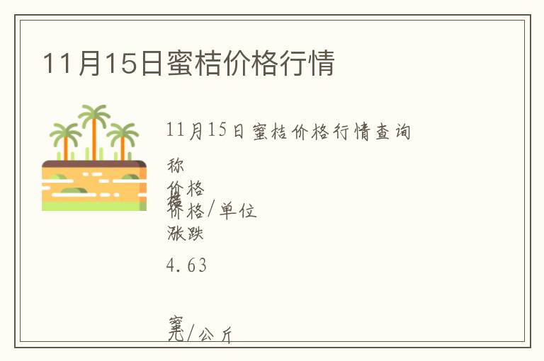 11月15日蜜桔價格行情