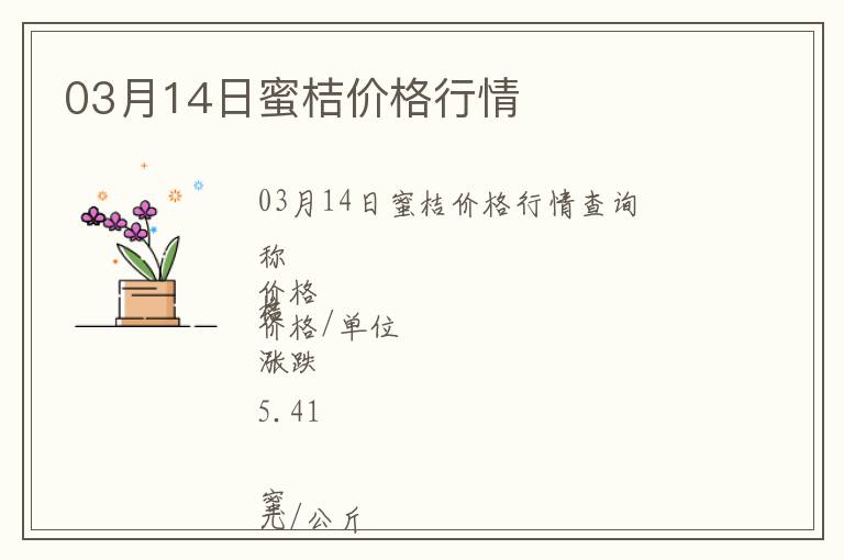 03月14日蜜桔價格行情