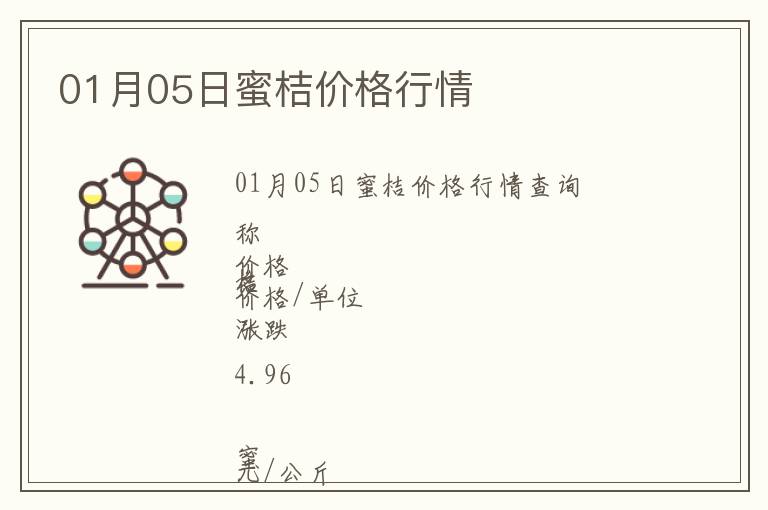 01月05日蜜桔價格行情