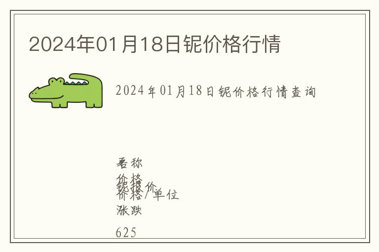 2024年01月18日鈮價(jià)格行情