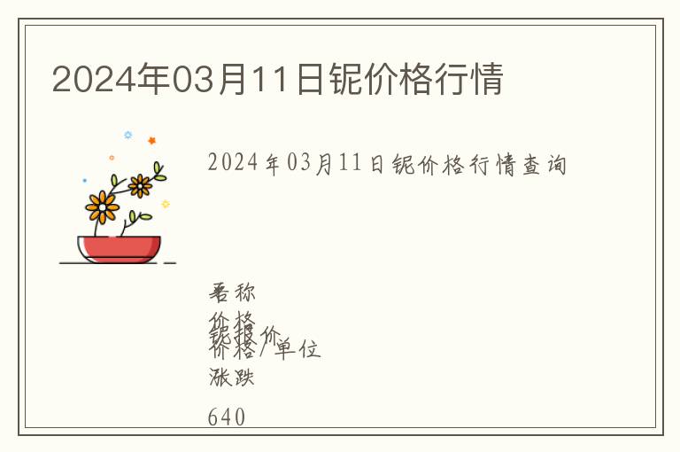 2024年03月11日鈮價(jià)格行情