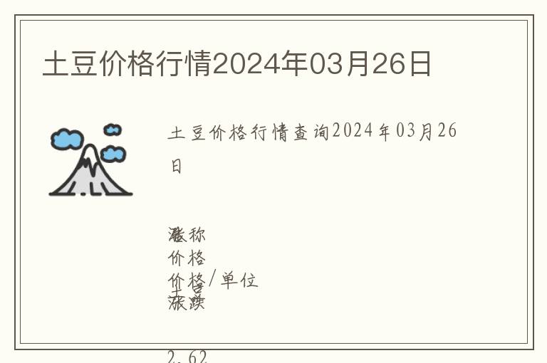 土豆價格行情2024年03月26日