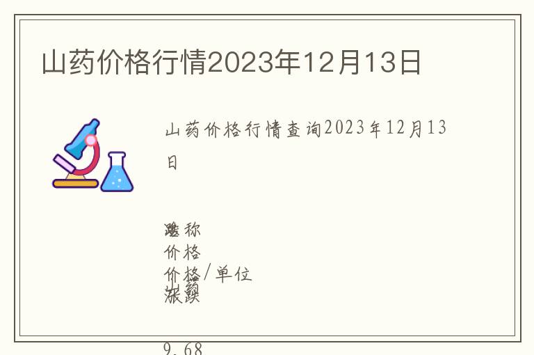 山藥價格行情2023年12月13日