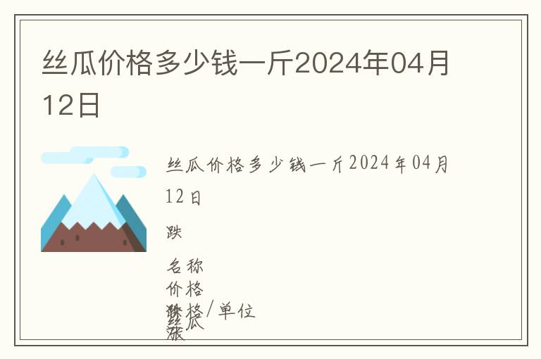 絲瓜價格多少錢一斤2024年04月12日