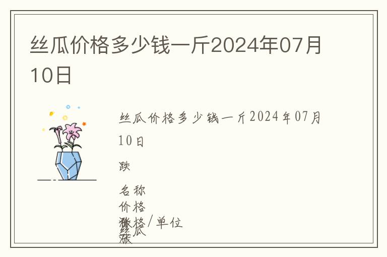 絲瓜價格多少錢一斤2024年07月10日