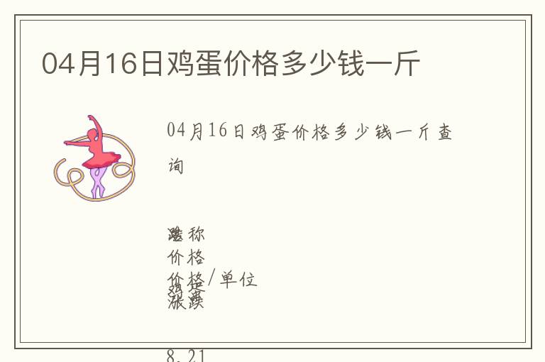 04月16日雞蛋價格多少錢一斤