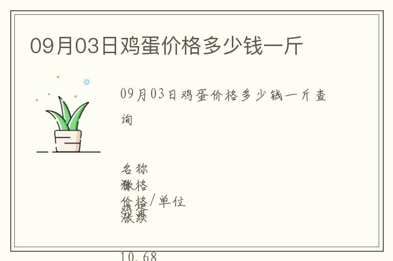 09月03日雞蛋價格多少錢一斤