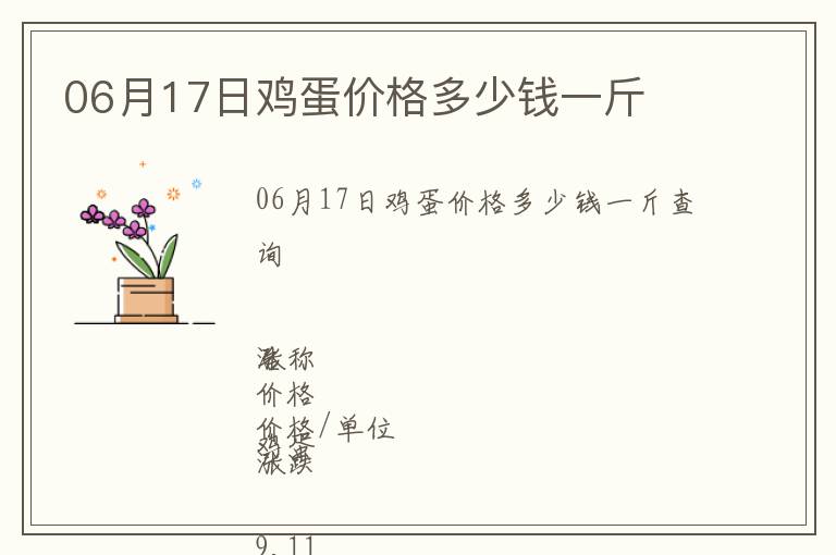 06月17日雞蛋價格多少錢一斤