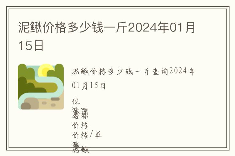 泥鰍價(jià)格多少錢一斤2024年01月15日