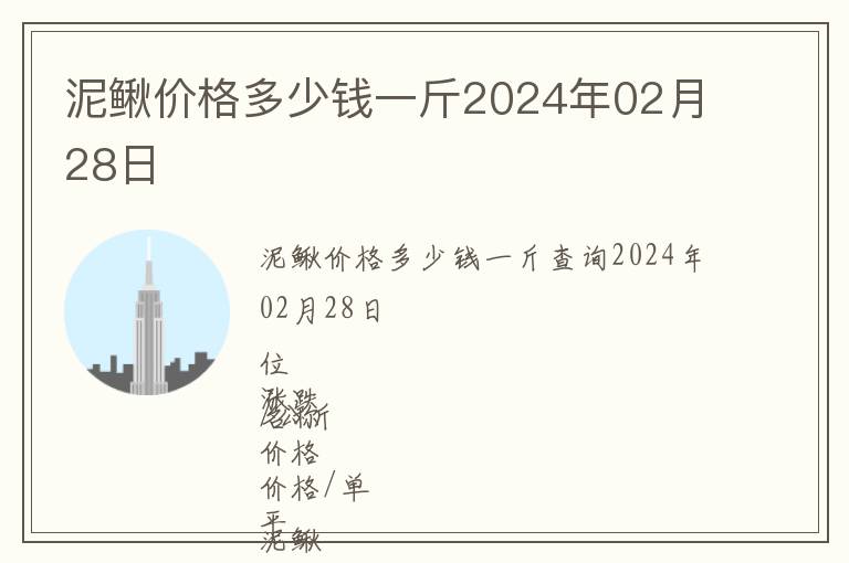 泥鰍價(jià)格多少錢一斤2024年02月28日