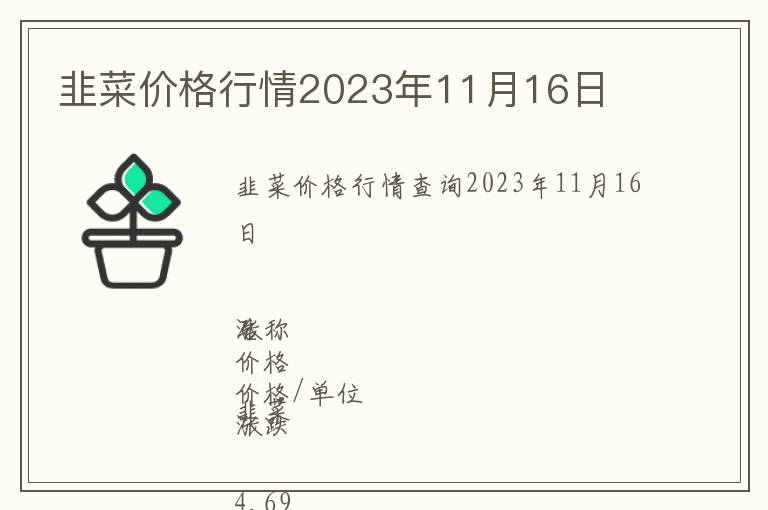 韭菜價格行情2023年11月16日