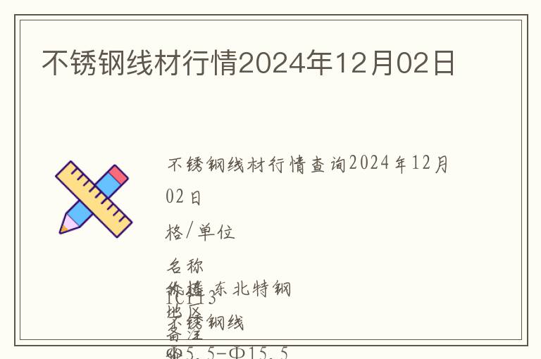不銹鋼線材行情2024年12月02日