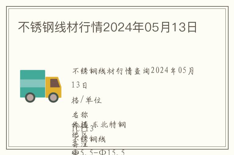 不銹鋼線材行情2024年05月13日