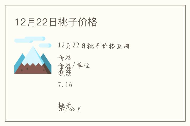 12月22日桃子價(jià)格