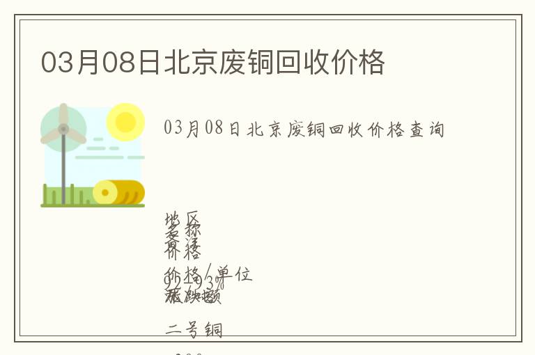 03月08日北京廢銅回收價格