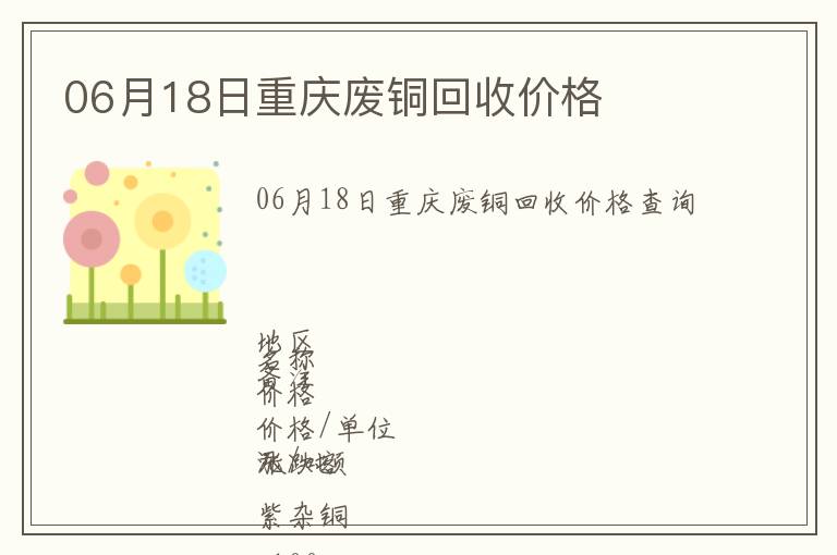 06月18日重慶廢銅回收價(jià)格