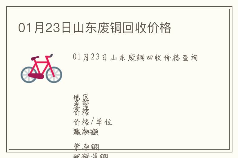 01月23日山東廢銅回收價(jià)格
