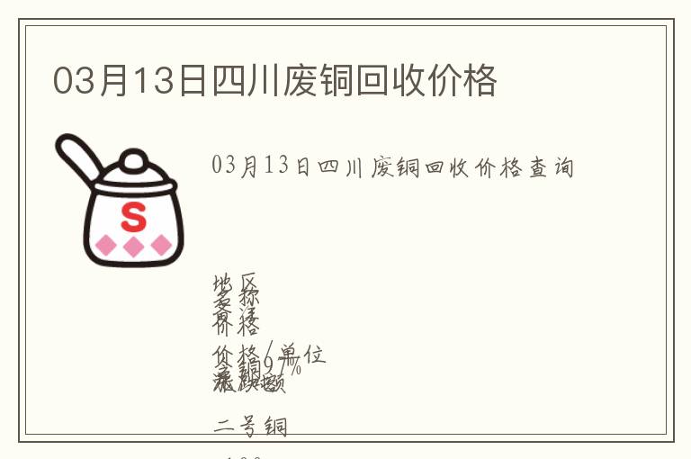 03月13日四川廢銅回收價(jià)格