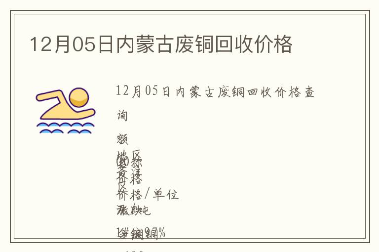 12月05日內(nèi)蒙古廢銅回收價(jià)格