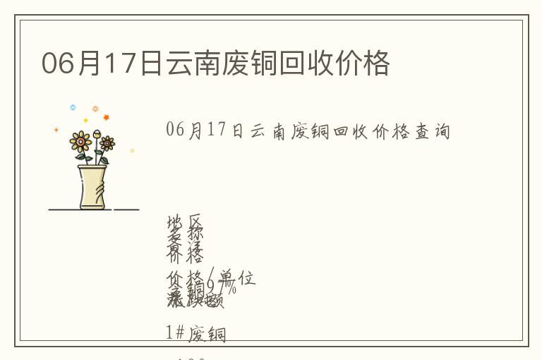 06月17日云南廢銅回收價(jià)格