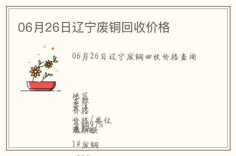 06月26日遼寧廢銅回收價格