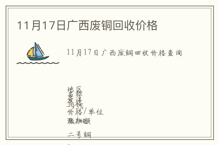 11月17日廣西廢銅回收價(jià)格