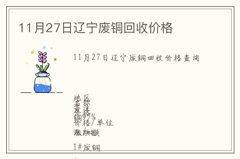 11月27日遼寧廢銅回收價格