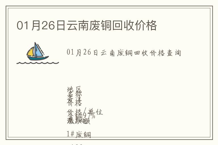 01月26日云南廢銅回收價(jià)格