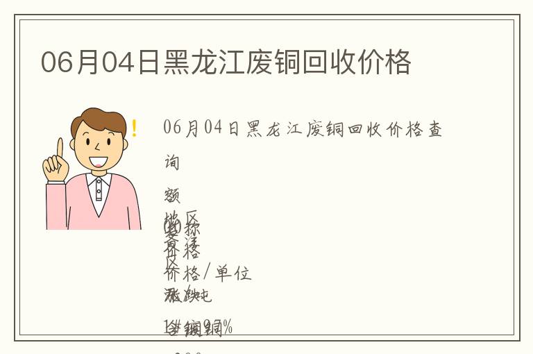 06月04日黑龍江廢銅回收價(jià)格